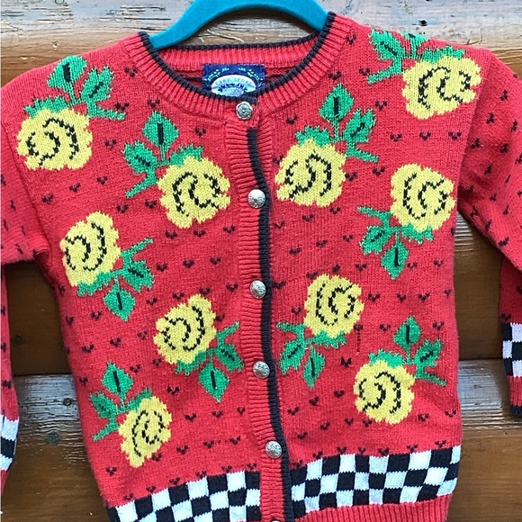 Vintage Other - 🥰 Vintage  CARDIGAN SWEATER •SILVER BUTTONS FLORAL  4/6 IMO